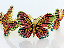 Load image into Gallery viewer, Multicolor Crystal Gold Tone Butterfly Bracelet
