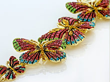 Load image into Gallery viewer, Multicolor Crystal Gold Tone Butterfly Bracelet
