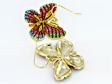 Load image into Gallery viewer, Multicolor Crystal Gold Tone Butterfly Dangle Earrings
