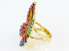 Load image into Gallery viewer, Multicolor Crystal Gold Tone Butterfly Ring
