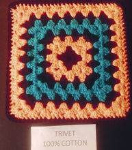 Load image into Gallery viewer, 100% Cotton Dual Sided Trivet, VARIGATED COLORS. SOLD IN SETS OF 2,

