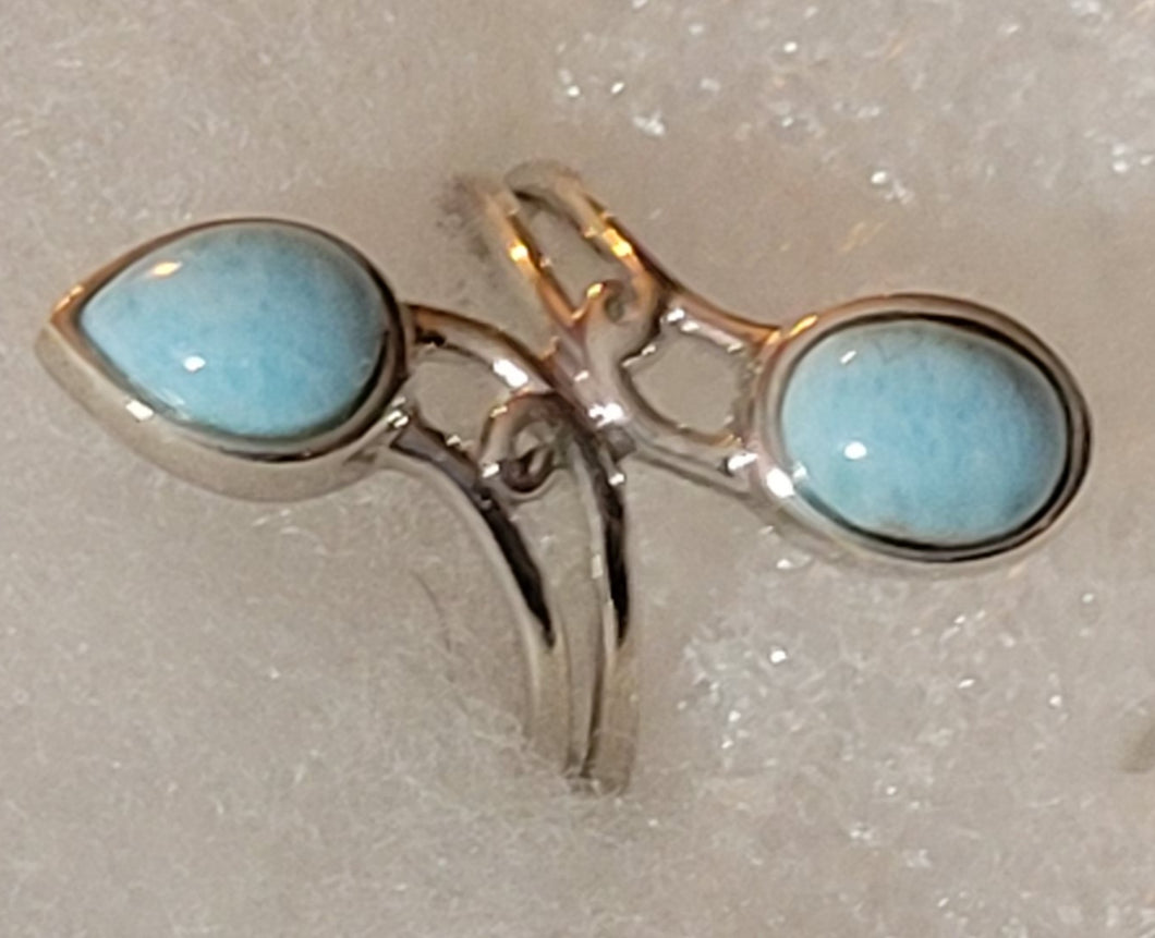 BLUE 2-STONE LARIMAR COCKTAIL RING
