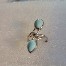 Load image into Gallery viewer, BLUE 2-STONE LARIMAR COCKTAIL RING
