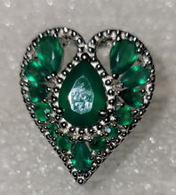 Load image into Gallery viewer, Green Onyx Silver Heart Ring
