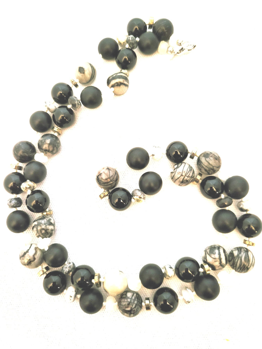 BLACK -JASPER BEADED NECKLACE